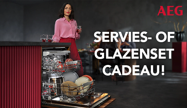 Nu servies- of glazenset cadeau bij een vaatwasser van AEG