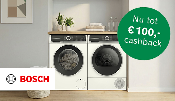 Nu tot €150,- cashback op geselecteerde Bosch wasmachines en drogers