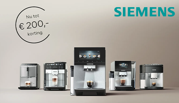 Nu tot €200,- cashback op geselecteerde Siemens espresso volautomaten